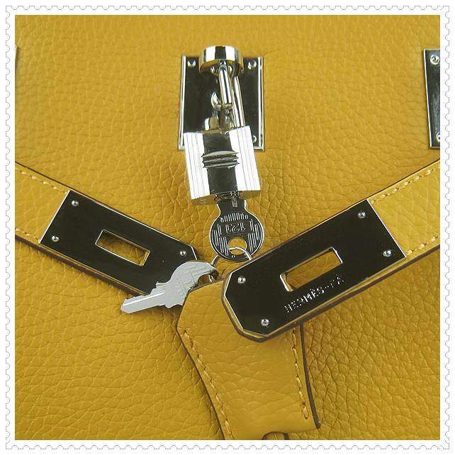 Hermes Jypsiere shoulder bag yellow with silver hardware - Click Image to Close
